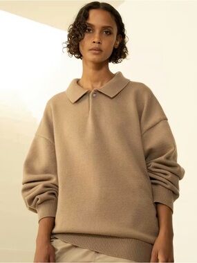NWT FEAR OF GOD ESSENTIALS Oversized Knitted Polo Sweater Heather color unisex